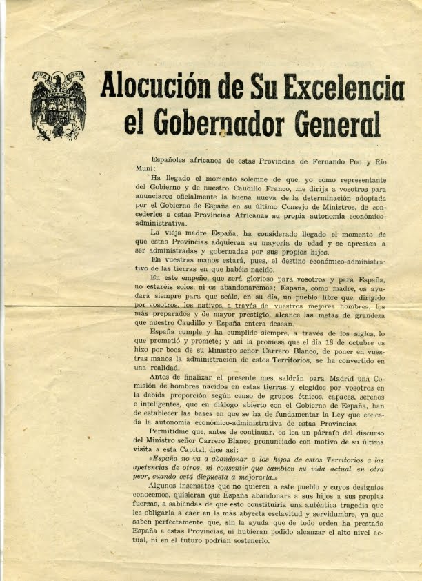 ALOCUCIÓN DE SU EXCELENCIA EL GOBERNADOR GENERAL