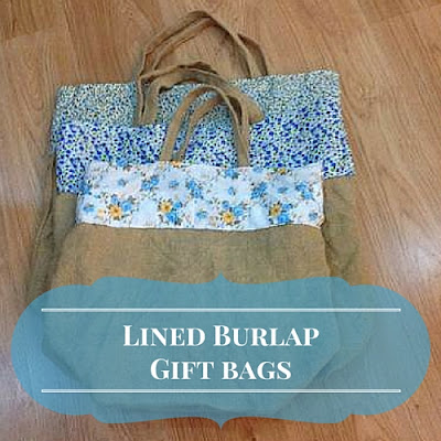 lined burlap gift bags DIY