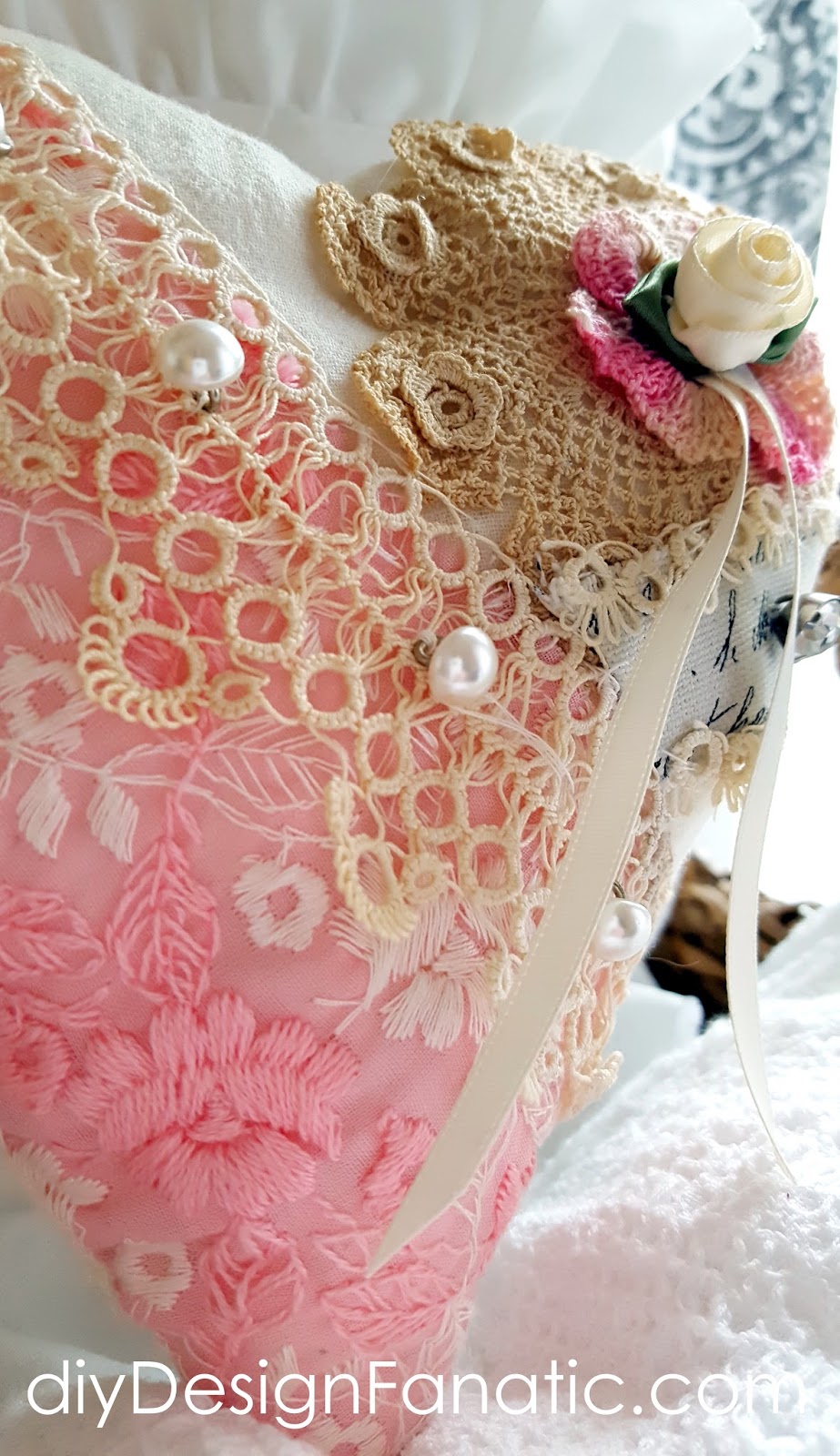diy Design Fanatic Little Vintage Lace Valentine Heart Pillow