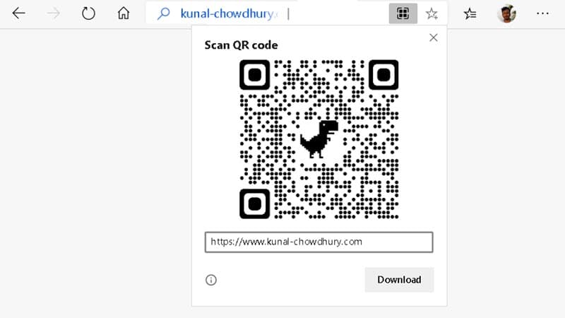 How to generate QR Code for a web page in Microsoft Edge Chromium?