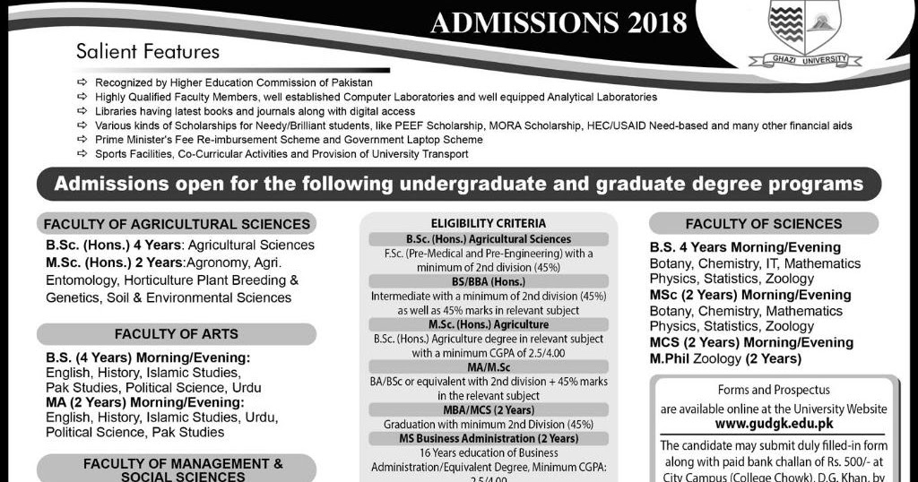 Ghazi Universtiy Dg Khan Admission 2018 Malik Muhammad Zubair