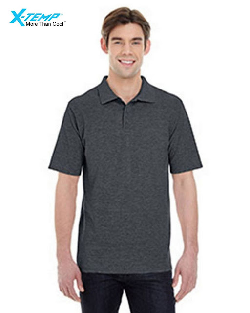 Hanes 055P Mens X-Temp Pique Short-Sleeve Polo- Charcoal Heather – S