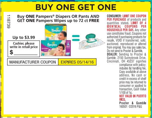 Printable Pampers Coupon Free Pampers Wipes With Purchase 