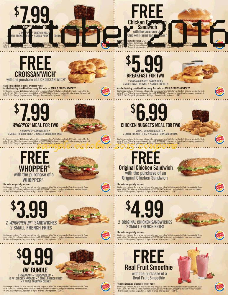 Burger king coupons october 2019