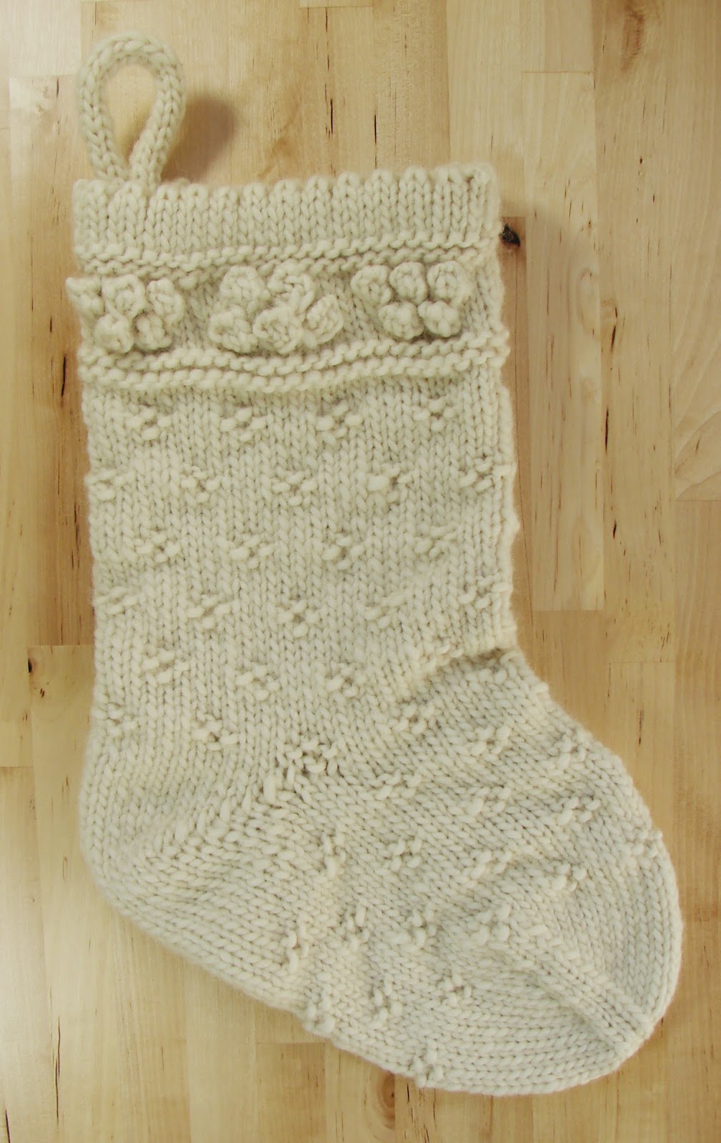 classic christmas stocking knit wool chunky cream white