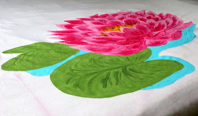 fabric paint water lily flower