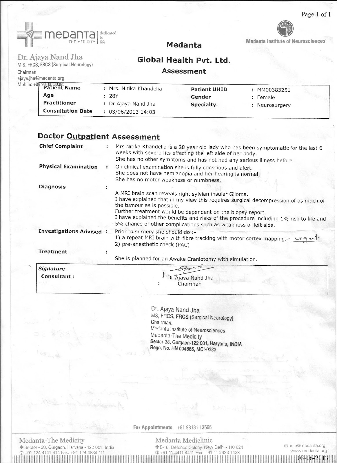 Nitika khandelia medical reports