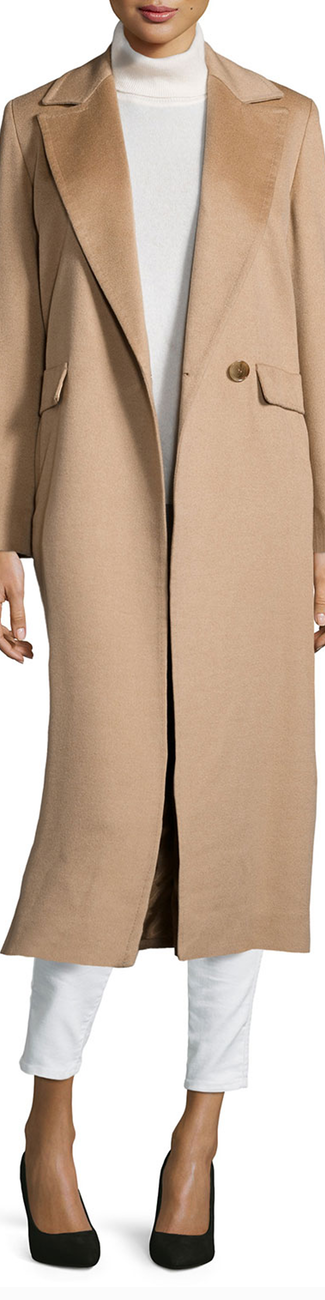 Sofia Cashmere  Long Wrap Camel-Hair Coat in Camel