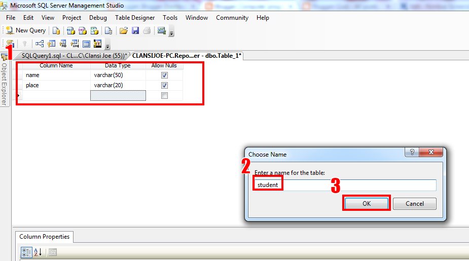 How to create a table in sql