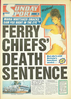 Photo of Maria Whittaker on the front cover of the Sunday Sport newspaper