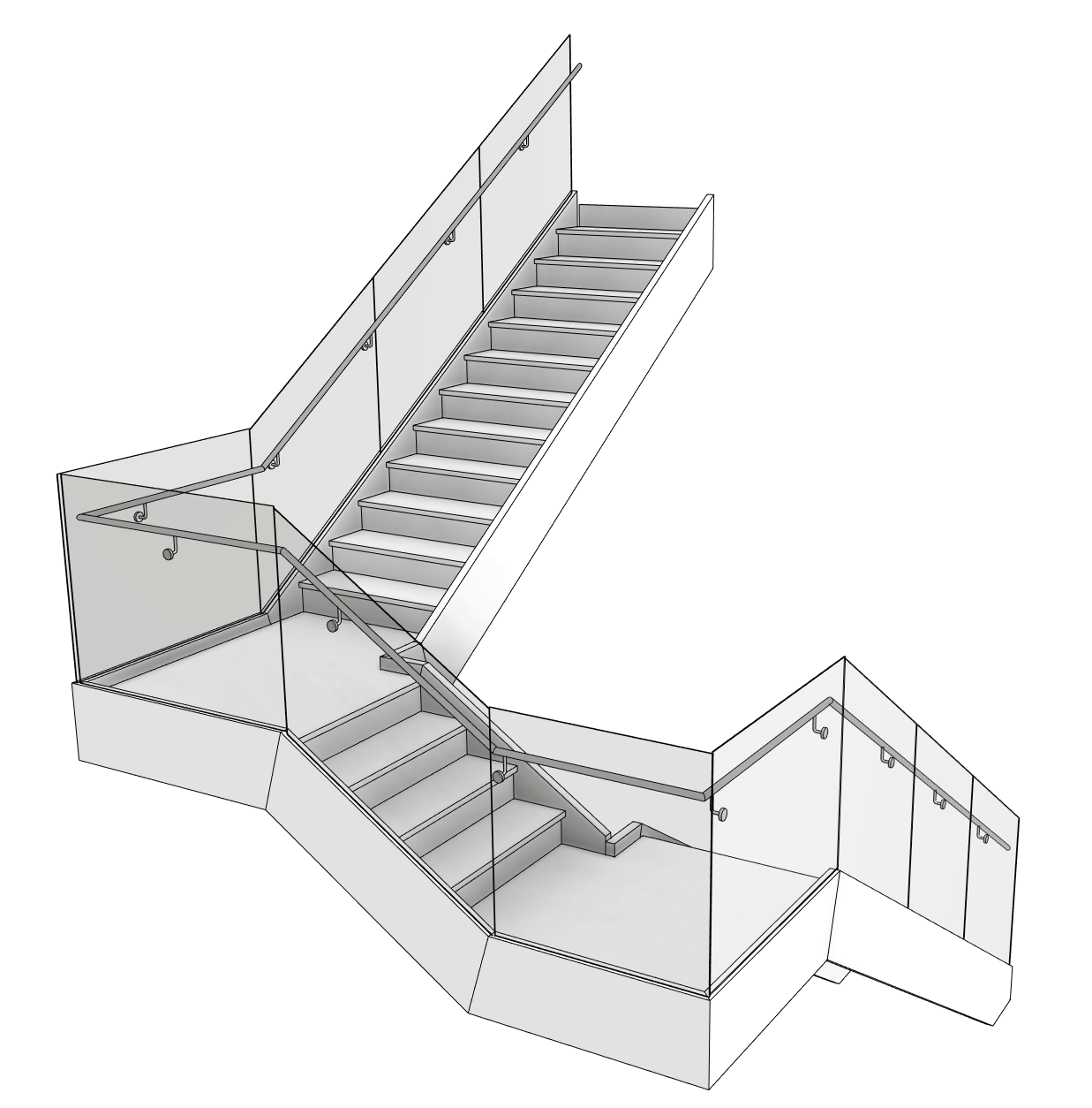 Revit Peeler ガラスパネルの階段手摺 ２