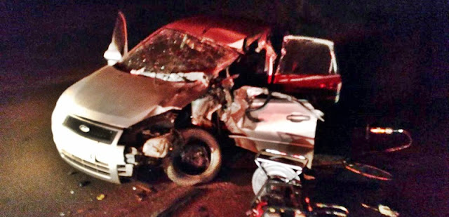 Veiculo fica destruído em acidente de trânsito na saída de Roncador para Nova Cantu