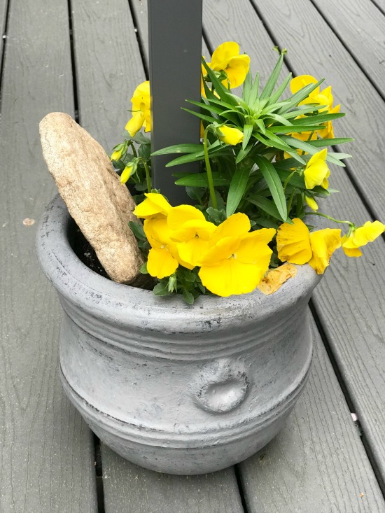 gazebo anchor planter with flowers