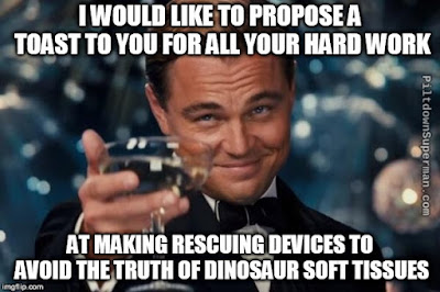 Evolutionists keep making excuses for the existence of dinosaur soft tissues. New discoveries and bad rescuing devices ensue.