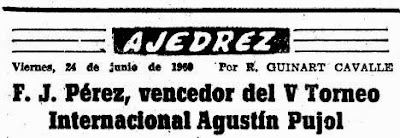Cabecera del artículo de Mundo Deportivo sobre el final del Torneo Internacional de Ajedrez Tarragona 1960