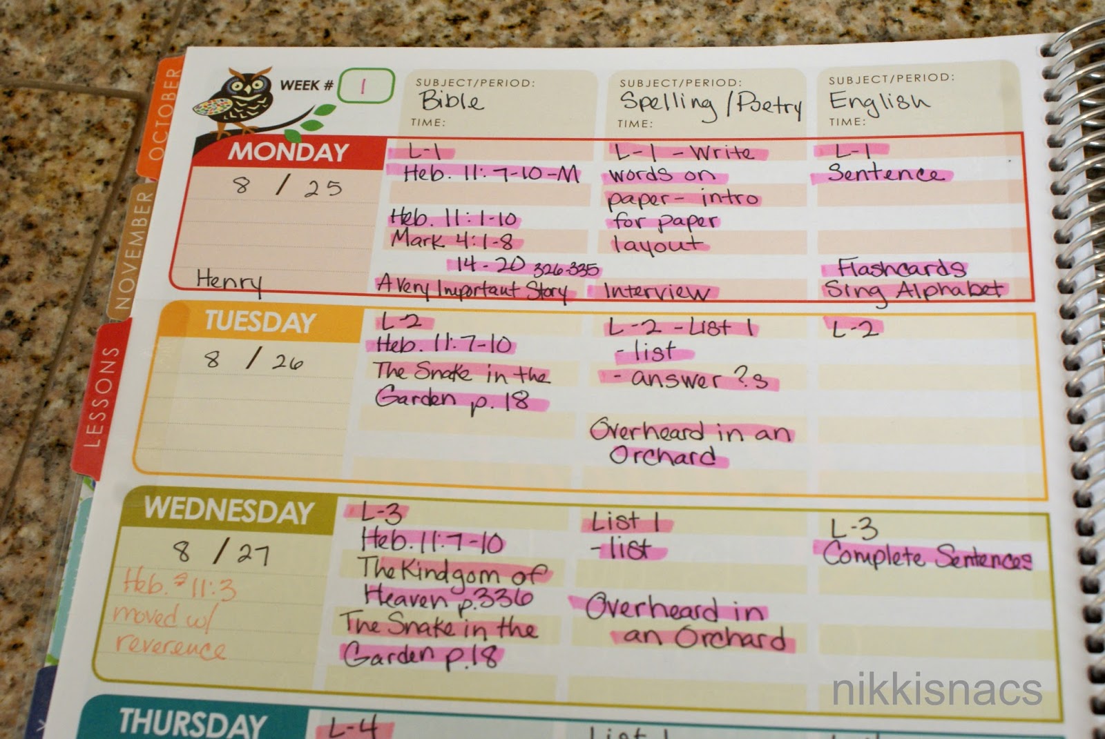 nikkis nacs the homeschool series how i lesson plan erin
