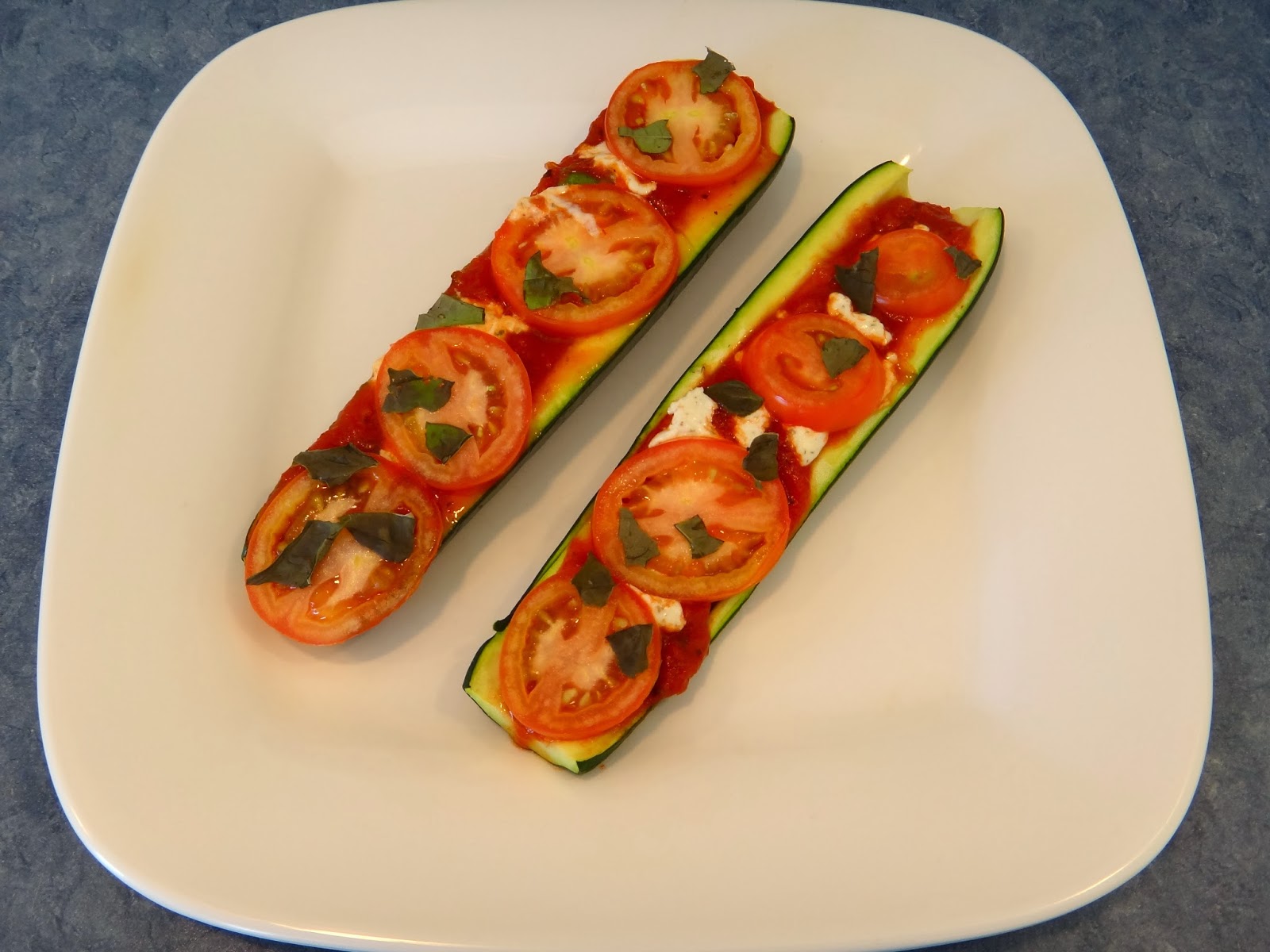 Individual Zucchini Boat Goat Cheese Pizza