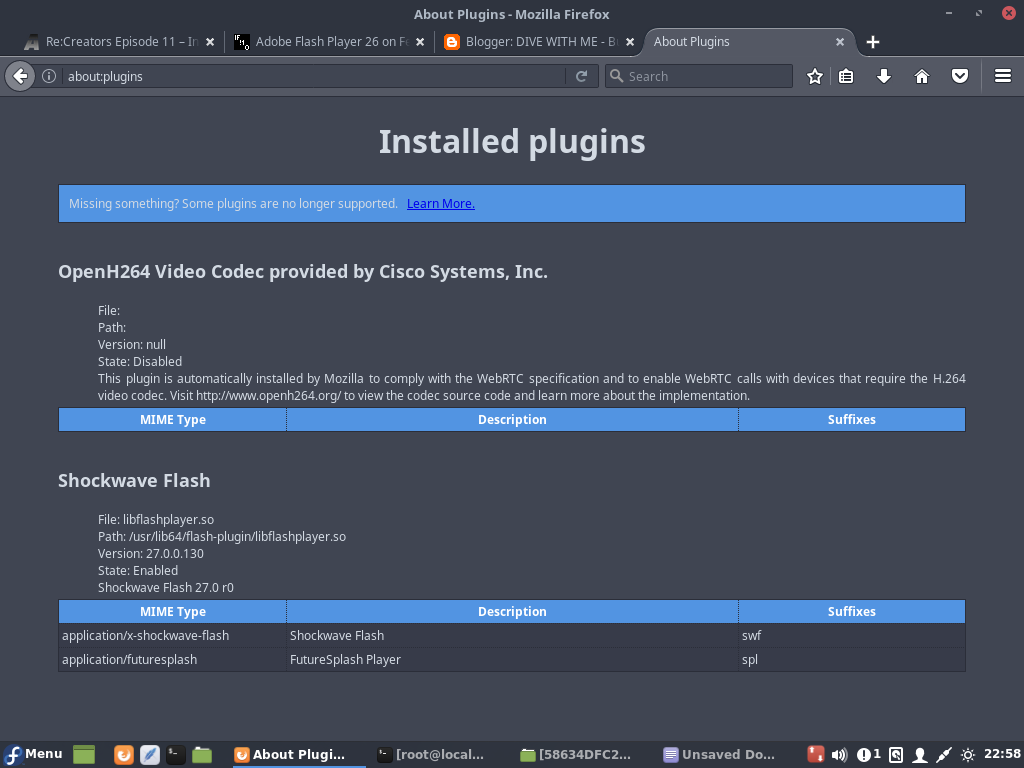 Missing plugins. Missing plugins