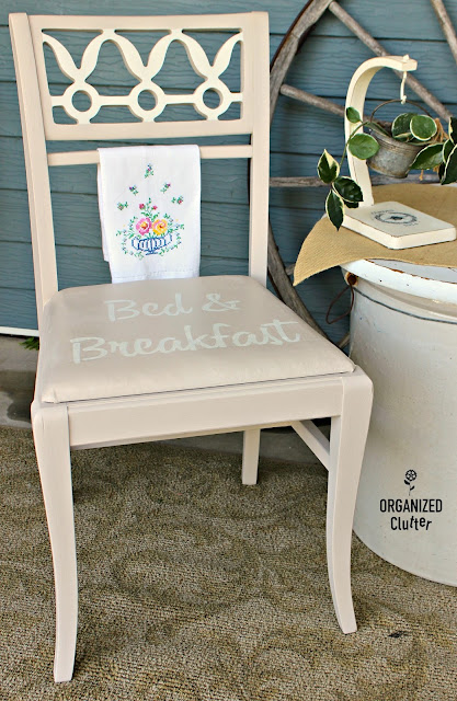 Thrift Shop Chair Makeover with Fusion Mineral Paint & Old Sign Stencils