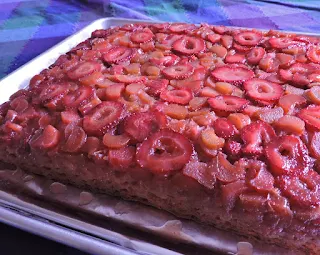 Strawberry Rhubarb Upside Down Cake