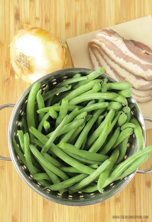 Ingredients For Roasted Green Beans with Bacon & Onion Recipe
