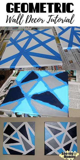 Geometric wall art. Done with Matt emulsion paint. Use painters tape -  masking tape becomes loos…