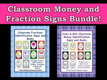 Fraction and Money Identification Signs and Books for Your Classroom By Fern Smith