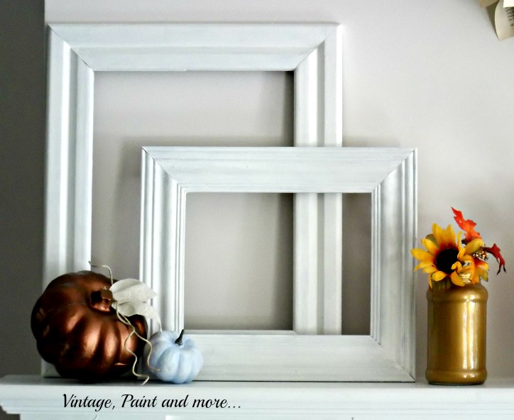 Vintage, Paint and more... metallic and powder blue fall mantel