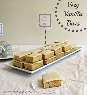 Very vanilla bars on a white tray with title