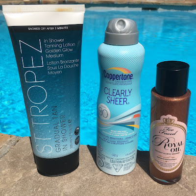st. tropez in shower tan medium coppertone clearly sheer too faced coconut body oil review