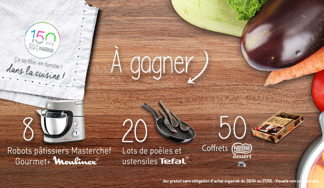 Jeu Concours 150 ans de Nestlé avec 78 lots à gagner ! Jeu Concours 150 ans de Nestlé avec 78 lots à gagner !