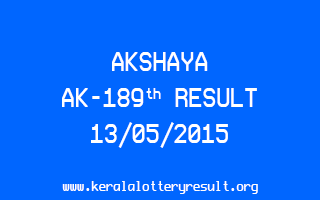 Akshaya AK 189 Lottery Result 13-5-2015