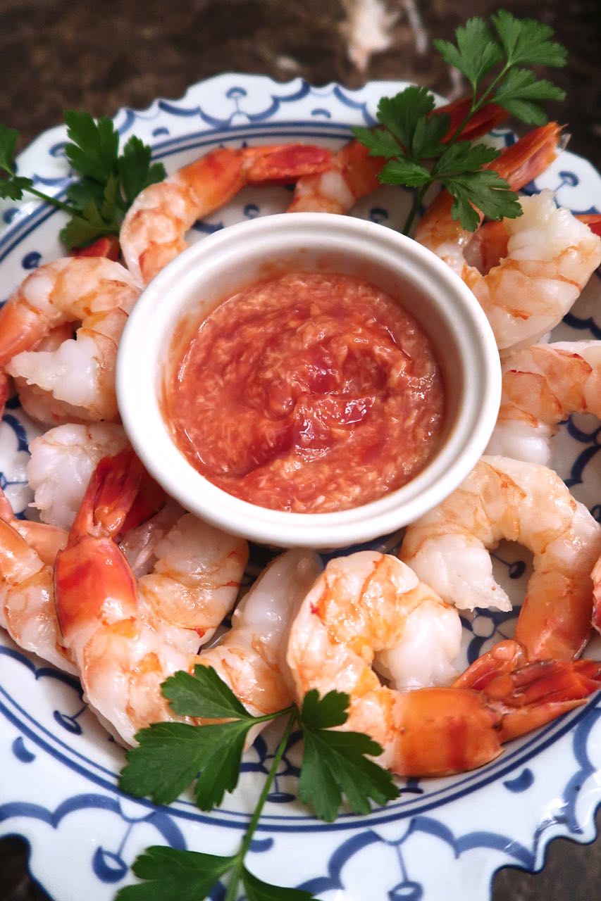 Scrumpdillyicious Jumbo Shrimp with Homemade Cocktail Sauce
