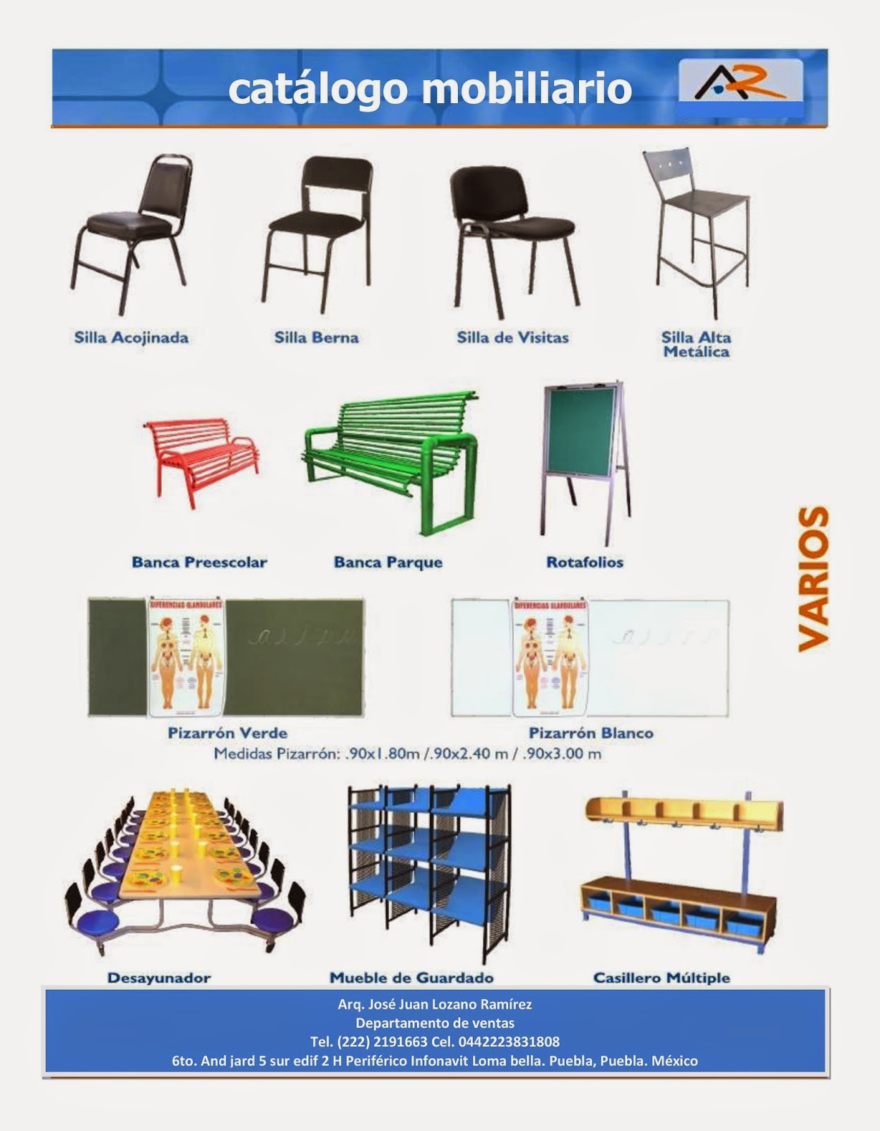 Ventas de muebles de oficina, escuelas y gimnasios al aire libre