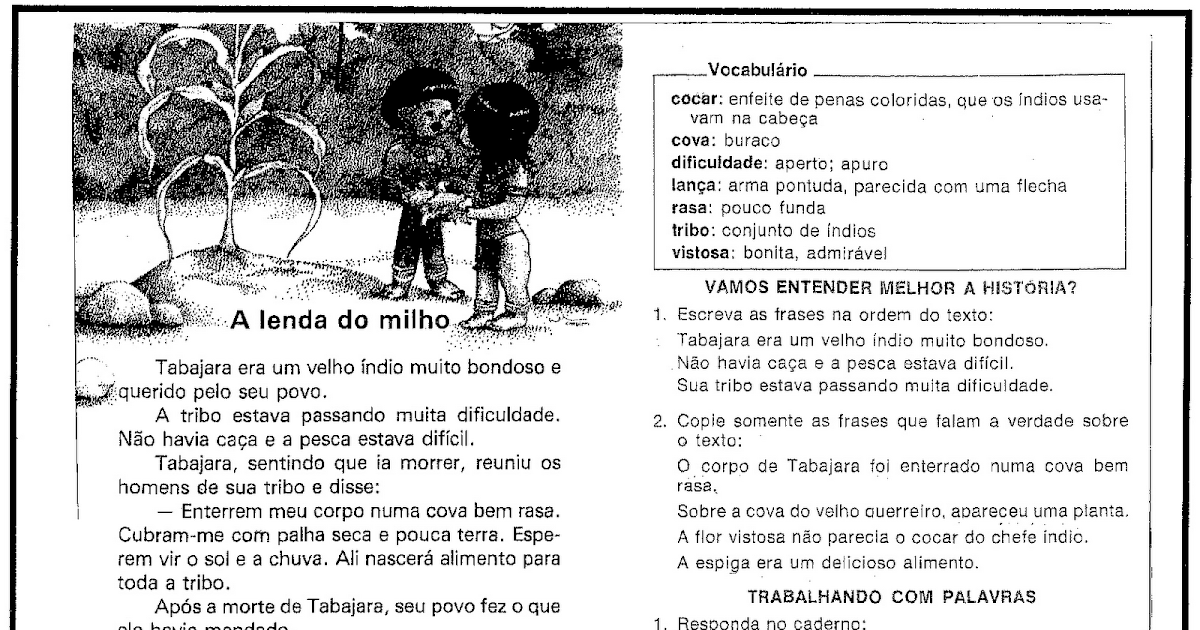 Mundo da Professora Flávia Interpretação A lenda do milho Mundo da Professora Flávia Interpretação A lenda do milho
