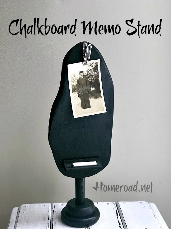 Repurposed Cutting board memo holder with a holder for chalk