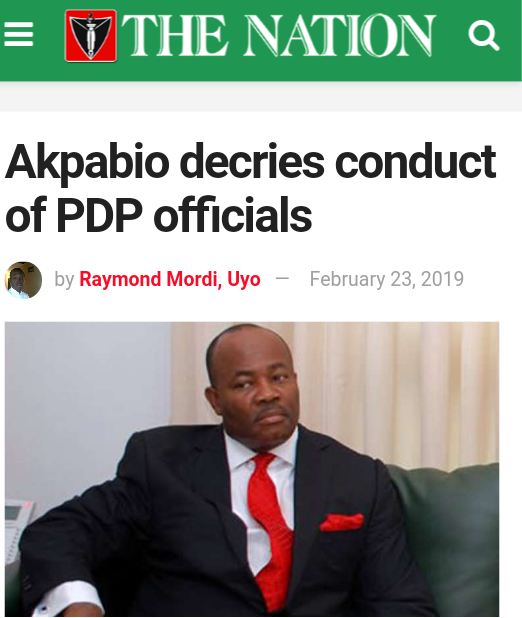 Akpabio Decries Conduct Of PDP Officials
