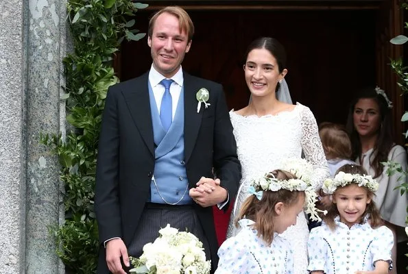 Princess Sofia wore Lorenzo maxi dress by Swedish fashion designer By Malina for wedding of Prince Konstantin and Deniz Kaya