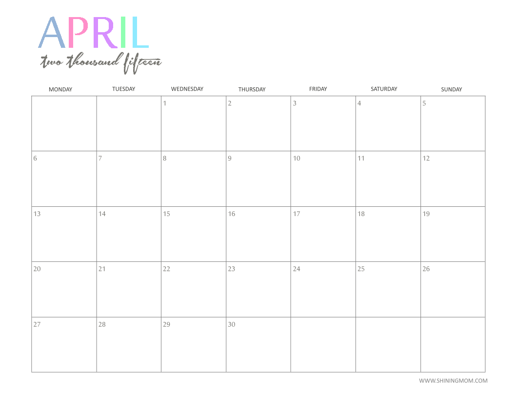 Free Printable Calendar 2020: Free Printable Calendar April