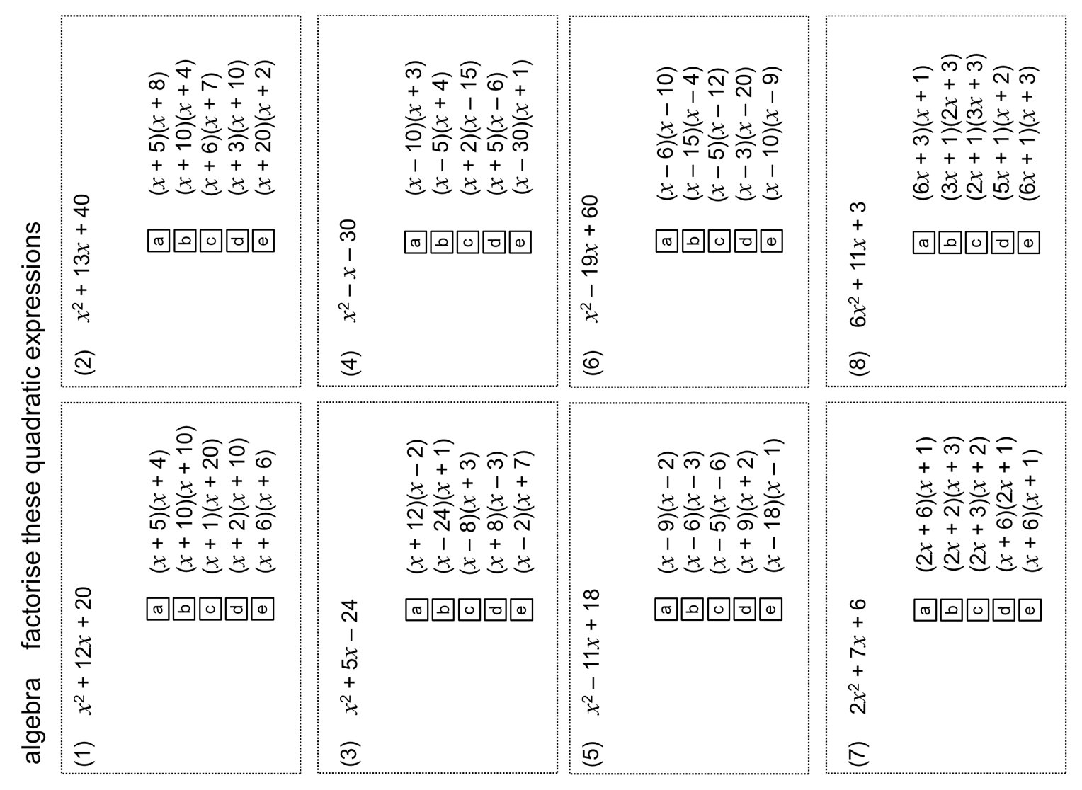 MEDIAN Practice And Quiz Questions Algebra Expanding And Factorising Median practice and quiz questions algebra expanding and factorising