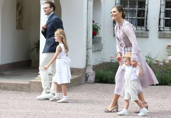 King Carl Gustaf, Queen Silvia, Prince Daniel, Princess Estelle and Prince Oscar. Crown Princess wore Stylein dress. Swedish fashion brand