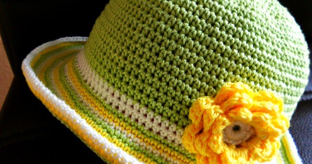 My Hobby Is Crochet: Toddler Striped Brim Sun Hat - Free Crochet Pattern