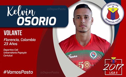 Oficial: Deportivo Pasto, firma Kelvin Osorio