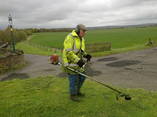 Vic strimming the picnic areas