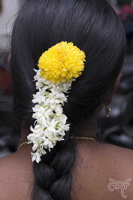 Indian lady with flowers in her hair