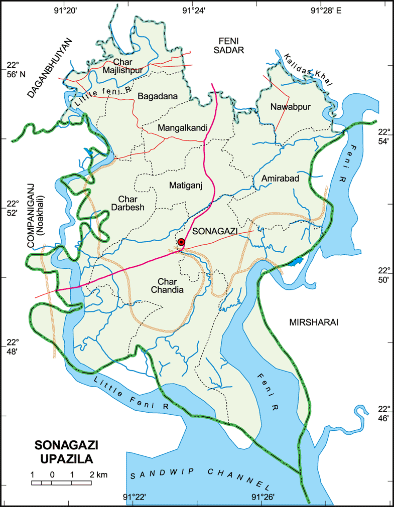 Sonagazi Upazila Map Feni District Bangladesh
