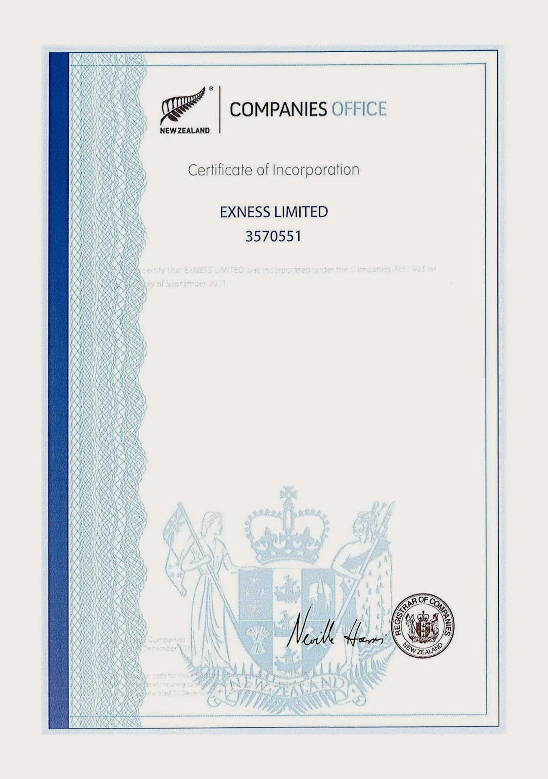 sijil syarikat exness