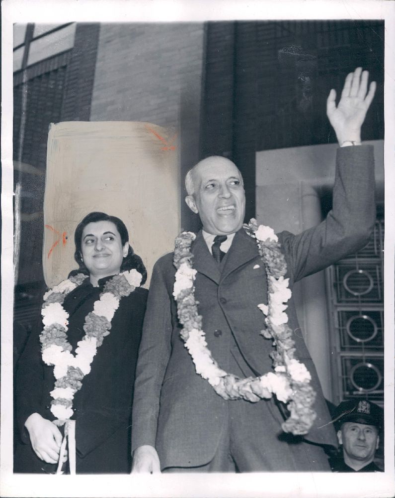 Indian Prime Minister Jawaharlal Nehru and his Daughter Mrs Indira Gandhi - 1956