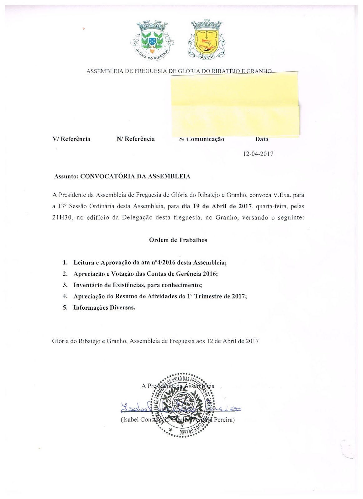 PCP Salvaterra de Magos Assembleia da União de Freguesias de Glória