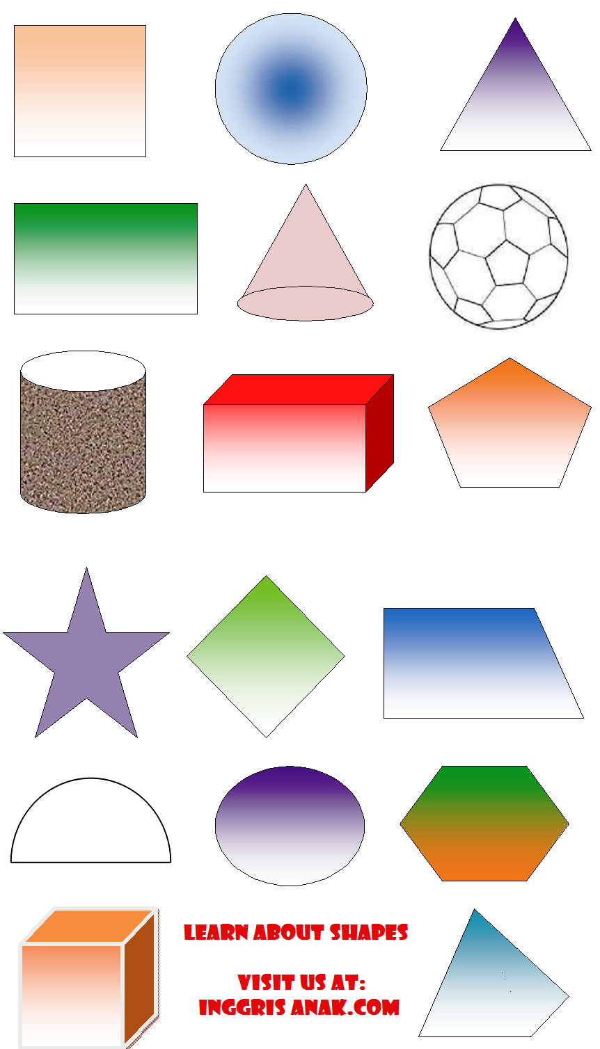 Belajar tentang bentuk  dan bangun Shapes BAHASA 